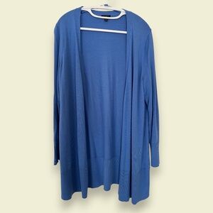 Talbots Marine Blue Summer Weight Open-Front 33" Long Cardigan 1X